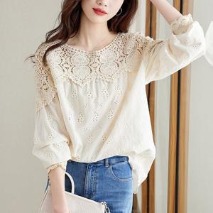 [나코디]레이스펀칭블라우스  루즈핏블라우스/BL-3199