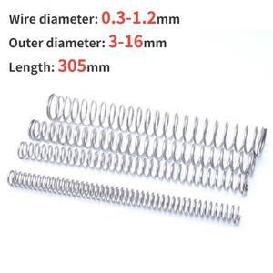 1pcs 길이 305mm 304 스텐 압축 스프링 리턴 와이어 직경 0.3-1.2mm 외경 3-16mm