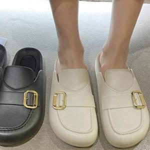 여성 통굽 버클 뮬 슬리퍼 스트랩 블로퍼