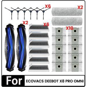Ecovacs Deebot X8 Pro 옴니 진공 청소기 부품 교체 롤러 Hepa 사이드 브러시 필터 먼지 봉투 용 A44F-26PC