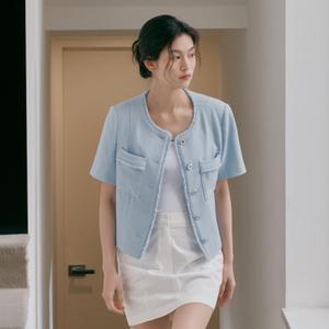 미쏘 라운드넥 반팔 트위드 자켓_MIWJKE50PG