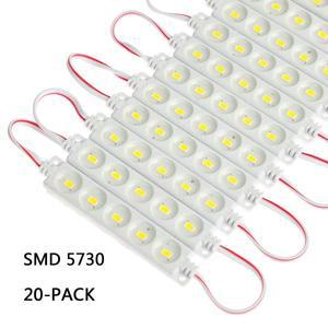 20pcs DC12V 5730 5LED 모듈 주입 방수 IP67  스트립 테이프 라이트 램프 화이트 레드 그린 블루 옐로우 핑