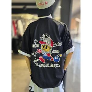[시흥점][더블제이디][더블제이디] NEW 슈퍼 붐 폭탄맨 자수 오버핏 반팔티 (블랙) /JGET10202BK