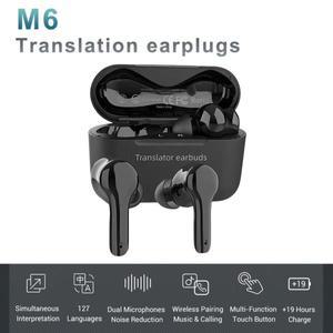 M6 무선 번역기 헤드폰, 실시간 음성 마이크 포함, 144 언어