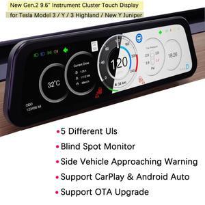 Tesla Model Y 3 사각 지대 알림 OTA 업그레이드를 위한 새상품 Gen 2 9.6인치 계기판 모델 주니퍼 대시보