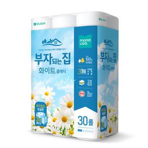 모나리자 부자되는집 화이트 3겹 30롤 1팩/화장지