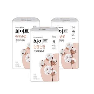 화이트 순한순면 팬티라이너 롱 40개 3팩 (120개)