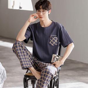 남성 면100% 체크 파자마세트 포켓 반팔 긴바지 깔끔한디자인 CW토르