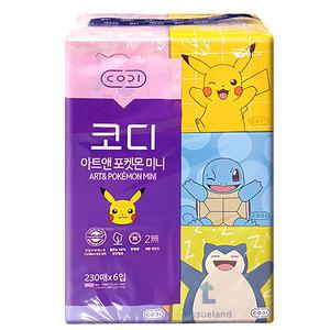 코디 아트앤 포캣몬 미니 각티슈 230매 6입x1개