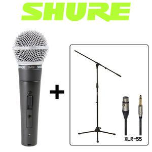 SHURE SM58 슈어 SM58SK 다이나믹 유선 마이크 스위치있음 + 케이블5M(XLR-55) + 스탠드