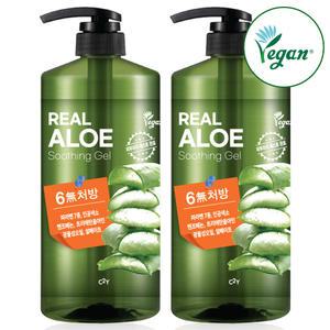 C2Y  알로에 비건 수딩젤 대용량 1000ml 2개 펌프 수분크림 알로에베라 젤 겔 바디 로션 보습제