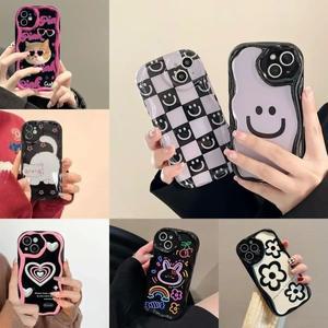 귀여운 토끼 고양이 곰 꽃 휴대폰 케이스 갤럭시 S24 A54 A24 A15 A25 A53 A73 S20 FE S23 S21 플러스 물결