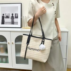 [기타][무료배송]심플 썸머 라탄백 몽실키링 데일리 여성 가방 에코백 숄더백