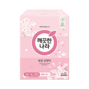 깨끗한나라 벚꽃 로맨틱 미용티슈 200매, 6입, 1개
