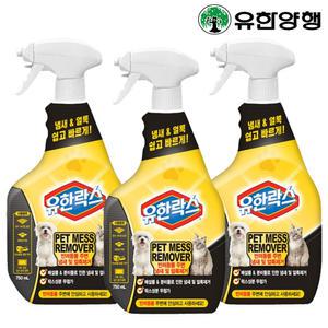 유한락스 펫 메스 리무버 반려동물 탈취제 750ml 3개 고양이 강아지 오줌소변배변 냄새얼룩제거