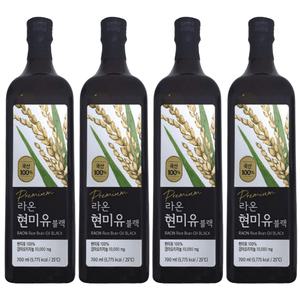 라온현미유 블랙 700ml 4개 NON GMO 대용량 국산100% 국내산 프리미엄 미강유