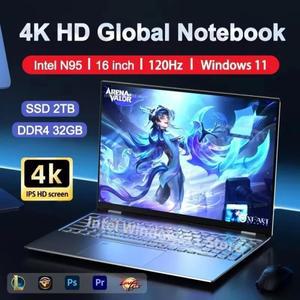 인텔 N95 노트북, 4K HD 120HZ 디스플레이, 32GB + 2TB, 윈도우 11 프로, 사무실 게이밍 노트북, 컴퓨터 지