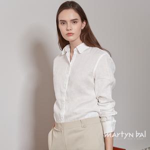 [마틴발] 여성 긴팔 린넨100% 클래식 셔츠_화이트