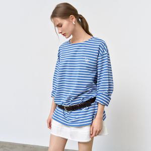 UNISEX 롱슬리브 보더 티셔츠 [DUST BLUE] / SBE1U01003-WOMAN