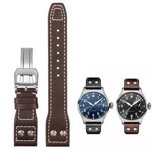 호환 IWC 가죽 시계 밴드 빅 파일럿 화염 방사기 어린 왕자 마크 18 스트랩 버드 나무 네일 팔찌 21mm 22mm