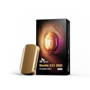 DRAM이 탑재된 SK하이닉스 비틀 X31 2TB 휴대용 SSD, 최대 1050MB /s, USB 3.2세대, PC, Mac, 노트북, PS5(샴페인 골드)와 호환되는 외장 하드 드라이브(샴페인 골드, 512, GB)