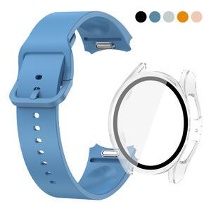 갤럭시워치7 44mm 40mm 호환 버튼 센토 실리콘 스트랩 풀커버 강화유리 케이스 콤비 세트 시계줄 밴드 커버