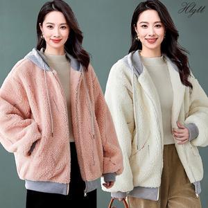 [루미루나] 후드 넥 배색 플리스 점퍼 (색상선택)