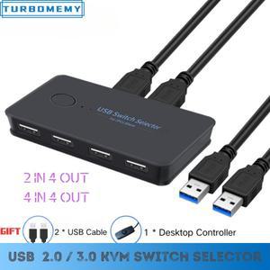 KVM USB 2.0/3.0 스위치 핫키 2 In 4/4 Out 허브 키보드 마우스 프린터 공유 컨트롤러 용 단축키