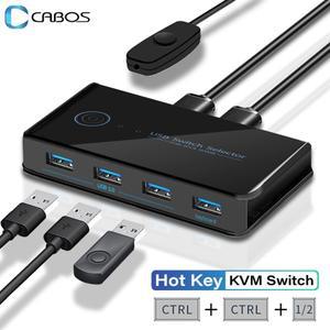 핫키 KVM 스위치 USB 3.0 공유 키보드 단축키 전환 프린터 컨트롤러 허브 어댑터 2 입력 4 출력