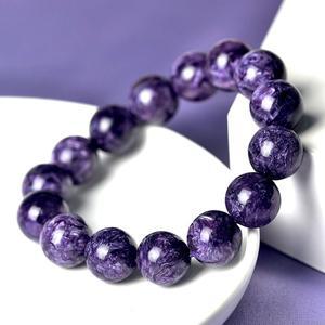 천연 자수정 Charoite 페르시 팔찌 보라색 광석 남성과 여성의 단일 원형 Reiki 크리스탈 치유 스톤 쥬얼리