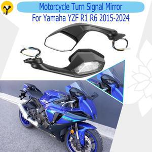 오토바이 방향 지시등 거울  야마하 YZF R1 R6 용  접이식  Dd LED 조명  백미러 악세사리  2015-2024