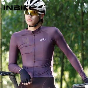 INBIKE 남성용 긴팔 사이클링 저지 자전거 의류 산악 MTB 탑 셔츠 로드 바이크 후면 포켓