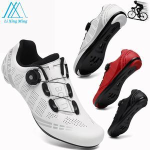 도로 사이클링 신발 남성 흰색 자동 잠금 Spd 클리트 Mtb 자전거 운동화 라이트 플랫 산악 Zapatillas