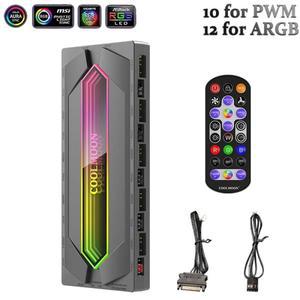 ARGB&PWM 22 분배기 허브 컨트롤러 4핀 CPU 쿨 팬 5V3Pin Aura 비동기/동기화/원격 제어 자석 SATA PC 케이