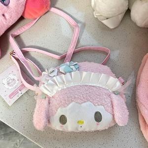Kawaii Sanrio 마이 멜로디 플러시 작은 가방 여성용 로리타 크로스 바디 백 소녀 여행 만화 인형 지갑 생