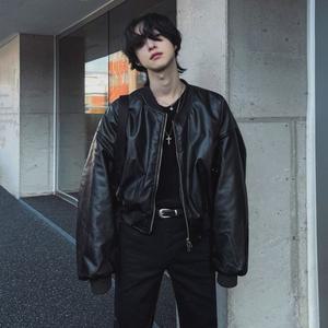 남성 캐주얼 항공 점퍼 숏 레더 추동 루즈핏 코트 스타일 라이더 재킷 스포M4