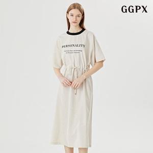 [기타]영문 레터링 린넨 허리 밴딩 롱 원피스 (GOAOW038D)