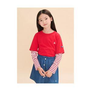 [매장정품] 빈폴 BEANPOLE 키즈 스트라이프 레이어드 티셔츠 레드 BI4741U066