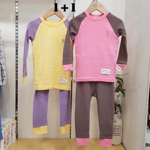 (1더하기1패키지) 모이모이깜피 유니프랜드 베어나글랑(핑크+옐로우)40수올스판후라이스9부내의