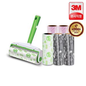 3M 돌돌이 테이프클리너 고양이 털 청소 대형 핸들 + 리필 6입 (종이형 2개+필름형 4개) 스카치브라이트