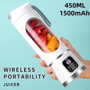 가정용 충전식 미니 소형 얼음 전기 착즙기  강력한 전동  450ml 대용량 디지털 디스플레이 주스 컵  2024