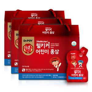 닥터포이 웰키커 어린이 홍삼 20ml 30포 3박스 (총 3개월분) [모음전]