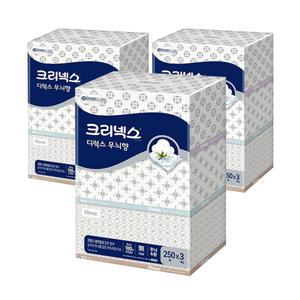 디럭스 무늬향 250매x3개입 3팩 미용티슈 각티슈 화장지