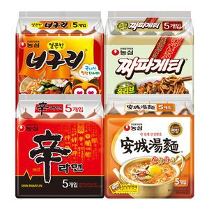 농심 봉지라면 혼합 20봉 (신라면+안성탕면+너구리+짜파게티 각 5봉)