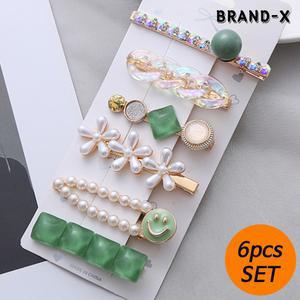 [브랜드엑스] 6p 득템찬스 에메랄드 집게핀 한판 세트