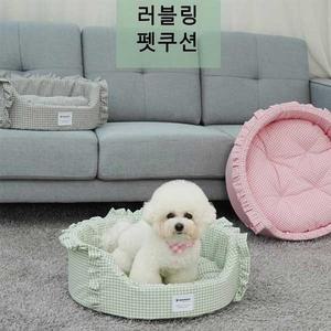 레드퍼피 레이스체크무늬 펫쿠션 애견용품