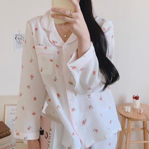 순면 복숭아 잠옷 세트 3Color [긴팔/긴바지]