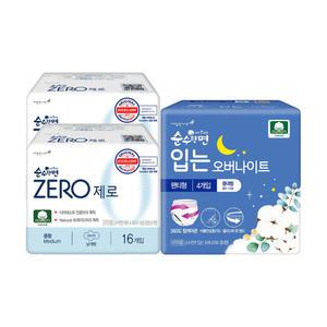 순수한면 제로 중형, 16P, 2개 + 입는 오버나이트 중대형, 4P, 1개