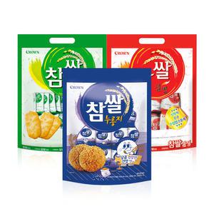 크라운 참쌀 과자 3종 (누룽지 설병 선과) 총 10개구성 / 쌀과자 사무실간식 대용량 간식