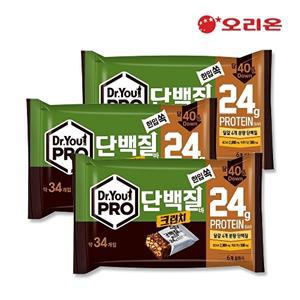 [오리온]오리온 닥터유 프로 단백질바 크런치 한입쏙 ( 약34개입, 총420g) x 3개